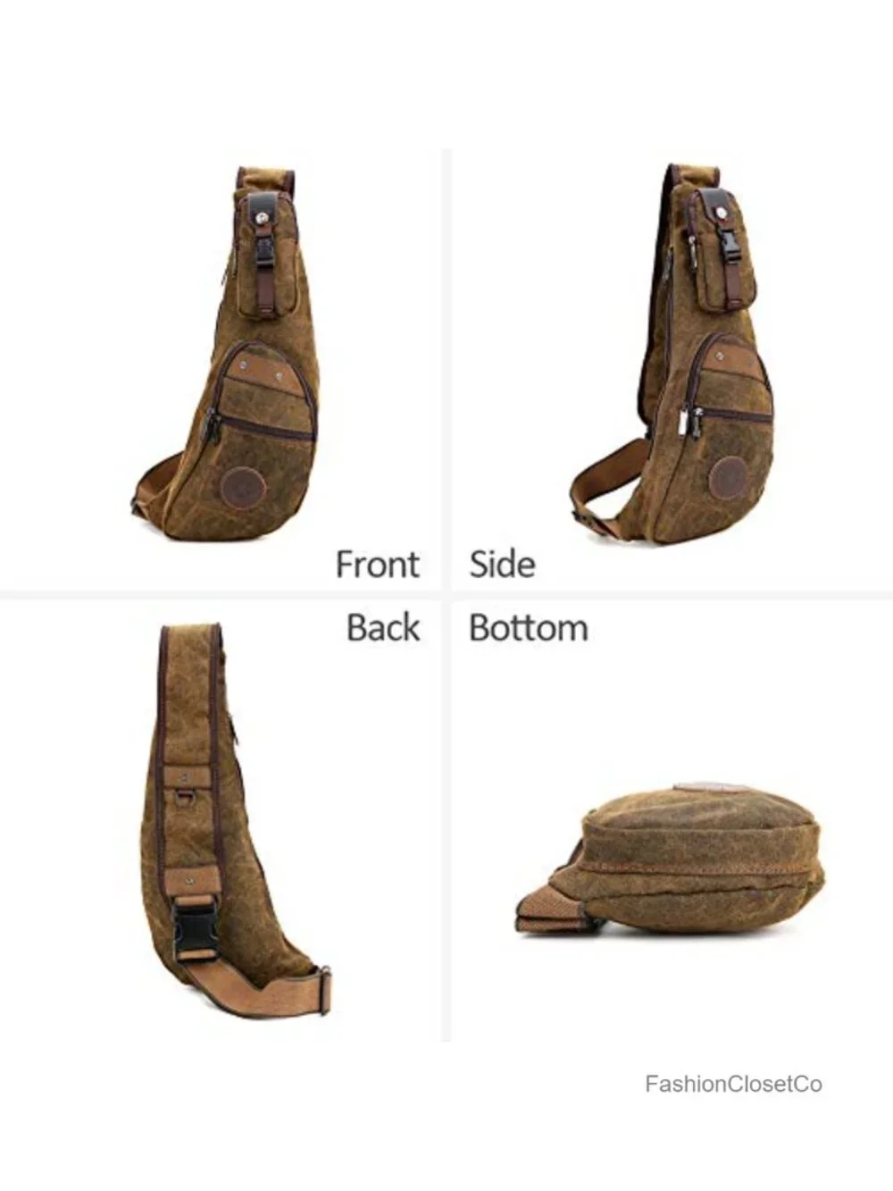 Canvas Sling Bag Crossbody Chest Pack Waterproof Daypack